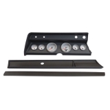 1966 Chevelle 6 Gauge Panel Black With Auto Meter Ultra-Lite 2 Gauges Image