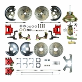 1964-1972 Chevelle 4 Wheel Disc Brake Kit, 11 Inch Booster, Red Show N' Go Image
