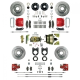 1968-1969 Camaro Signature Four Wheel Disc Brake Conversion Kit, Stock Height, 8 Inch Dual Booster, Red Show N' Go, Staggered Shocks Image