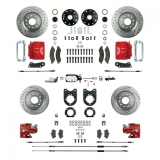 1964-1972 Chevelle Signature Four Wheel Manual Disc Brake Conversion Kit, Stock Height, Chrome Upgrade, Red Show N' Go Image