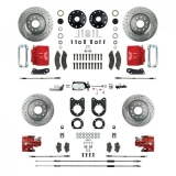 1964-1972 Chevelle Signature Four Wheel Manual Disc Brake Conversion Kit, 2 Inch Drop, Chrome Upgrade, Red Show N' Go Image