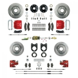 1968-1969 Camaro Signature Four Wheel Manual Disc Brake Conversion Kit, Stock Height, Red Show N' Go, Staggered Shocks Image
