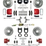 1968-1969 Camaro Signature Four Wheel Manual Disc Brake Conversion Kit, 2 Inch Drop, Red Show N' Go, Staggered Shocks Image