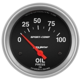 AutoMeter 2-5/8in. Oil Pressure Gauge, 0-100 PSI, Air-Core, Sport-Comp Image
