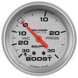 AutoMeter 2-5/8in. Boost/Vacuum Gauge, 30 In Hg/30 PSI, Mechanical, Ultra-Lite Image