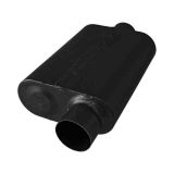 Flowmaster Super 44 Series Muffler 409S, 3 In. Offset Inlet, 3 In. Center Outlet, Aggressive Image