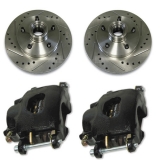 1970-1977 Camaro Front Disc Brake Upgrade, Drilled & Slotted Rotors, Black Calipers Image