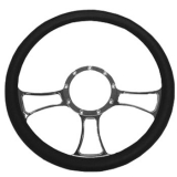 1964-1977 Chevy Chevelle Leather Grip Chrome Plated Aluminum Steering Wheel, Trinity Style 14 Inch Image