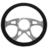 1964-1977 Chevy Chevelle Leather Grip Chrome Plated Aluminum Steering Wheel, Carousel Style 14 Inch Image