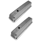 1964-1977 Chevy Chevelle Small Block Polished Aluminum Nostalgic Style Center Bolt Valve Covers Tall Image