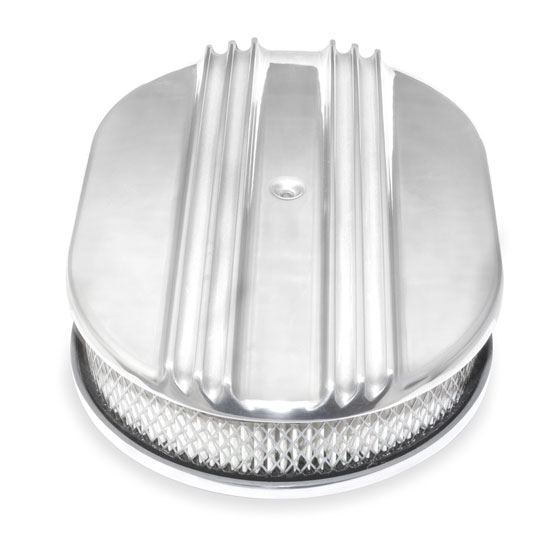 1962-1979 Chevy Nova 12 Inch Oval Air Cleaner Assembly Polished Aluminum  Finned GCS-S6320