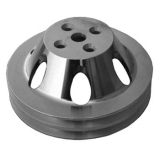 1964-1968 Chevy Chevelle Big Block Satin Aluminum Water Pump Pulley Double Groove For Short Pump Image
