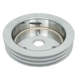 1964-1968 Chevy Chevelle Small Block Crank Pulley Triple Groove Satin Aluminum For Short Pump Image