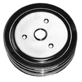 Chevy Small Block Crank Pulley Triple Groove Chrome Plated Steel For Short Pump Image