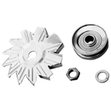 Chevy Chrome Alternator Fan With Chrome Single Groove Pulley Image