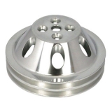 Chevy Small Block Polished Aluminum Water Pump Pulley Double Groove For Short Pump Image