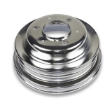 1969-1992 Camaro Big Block Crank Pulley Triple Groove Chrome Plated Steel For Long Pump Image
