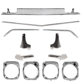 1968 Chevelle Grille Kit Silver With Black Accents & Chrome Headlamp Bezels Image