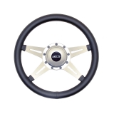 1964-1977 Chevelle GT Performance GT3 Retro 4 Spoke Leather Wrapped Steering Wheel Black Image