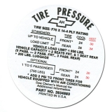 1968 Nova Tire Pressure Decal Image
