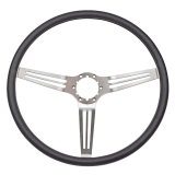 1969-1970 Chevelle Black Comfort Grip Sport Steering Wheel Silver Spokes With 2 Slots Image