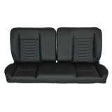 1964-1972 Chevelle Front Bench Seat, Black Vinyl Wide Black Inserts Black Stitch, No Cup Holders Image