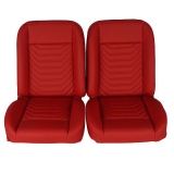 1970-1988 Monte Carlo Front Bucket Seat, Red Vinyl Wide Red Inserts Red Stitch Image