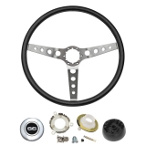1969-1970 Chevelle Black Comfort Grip Steering Wheel Kit W/ SS Emblem Silver Spoke W/ Holes W/ Tilt Image