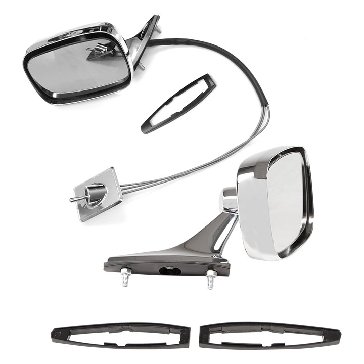 thumbnail interactive-video image 1 of 1962-1965 Lincoln Left Side Exterior Mirror – OE Style, Remote Cables, Vintage New Part 1 of 4