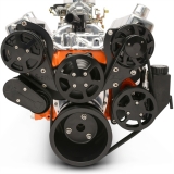 EMS Small Block Raven S-Drive Plus 8Rib Serpentine System, Plastic PS Res, Gloss Black Anodized Image