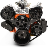 EMS Small Block Raven S-Drive Plus 8Rib Serpentine System, Billet PS Res, Gloss Black Anodized Image