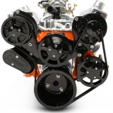 EMS Small Block Raven S-Drive Plus 8Rib Serpentine System, Remote Res, Gloss Black Anodized Image