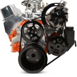 EMS Chevy Small Block Raven V-Drive Kit, No AC, Plastic PS Res, Gloss Black Anodized Image