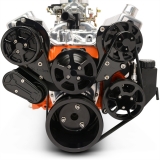 EMS Small Block Raven S-Drive 6Rib Serpentine System, Plastic PS Res, Gloss Black Anodized Image