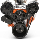 EMS Small Block Raven S-Drive 6Rib Serpentine System, No Power Steering, Gloss Black Anodized Image