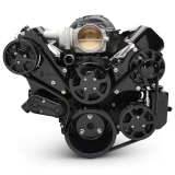 EMS LS Series Raven S-Drive 6Rib Serpentine System, Billet PS Res, Gloss Black Anodized Image