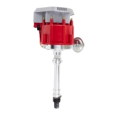 1967-2021 Camaro V8 Aluminum HEI Distributor With Super Cap and 65K Volt Coil, Gray and Red Cap Image