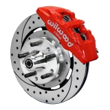 1964-1974 El Camino Wilwood Forged Dynapro 6 Big Front Brake Kit, Red Calipers, Black D&S Rotors Image