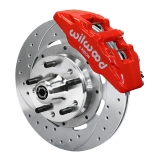 1964-1974 El Camino Wilwood Forged Dynapro 6 Big Front Brake Kit, Red Calipers, D&S Rotors Image