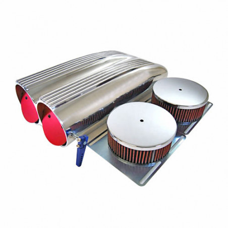 Shotgun Style Air Scoop, Finned, Polished, Washable Filter