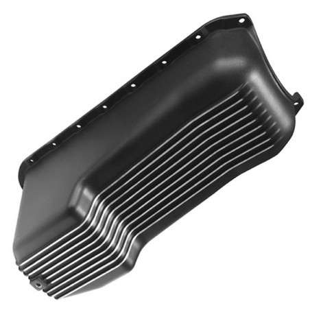 Small Block Finned Aluminum Oil Pan One Piece Rear Seal
