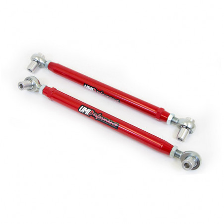 UMI Rear Lower Control Arms, Double Adjustable, Offset Bushings, Red