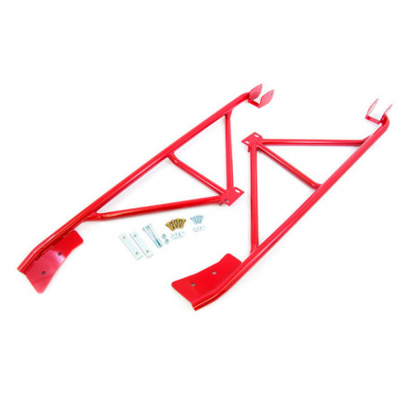 Convertible UMI 3-Point Subframe Connectors, Bolt In, Red