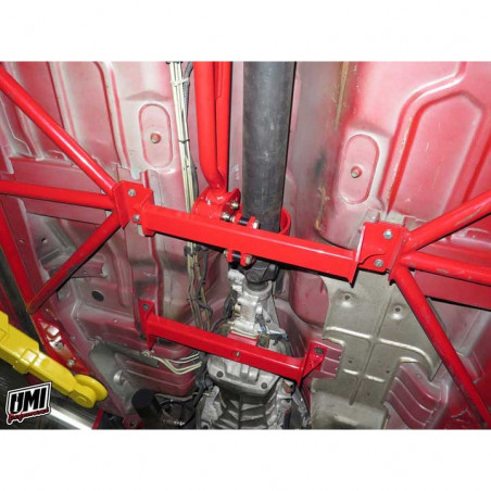 UMI Tunnel Brace Mounted Torque Arm with DS Loop, Stock Exhaust, Black