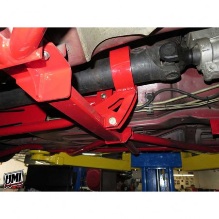 UMI Tunnel Brace Mounted Torque Arm with DS Loop, Stock Exhaust, Black