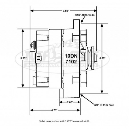 100 Amp External Regulator Alternator, Chrome
