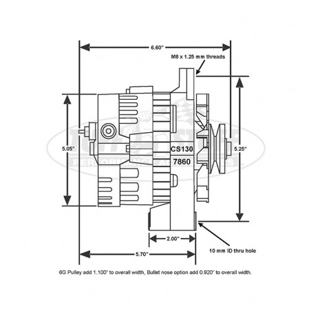 GM KoolCharger 105 Amp 1 Wire Alternator, V Belt, Stealth Black