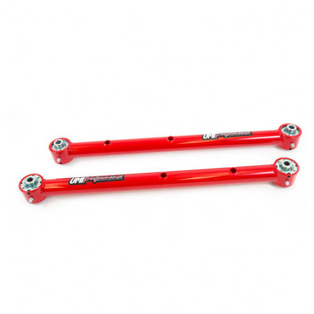 UMI Tubular Rear Lower Control Arms, Dual Roto Joints, Red