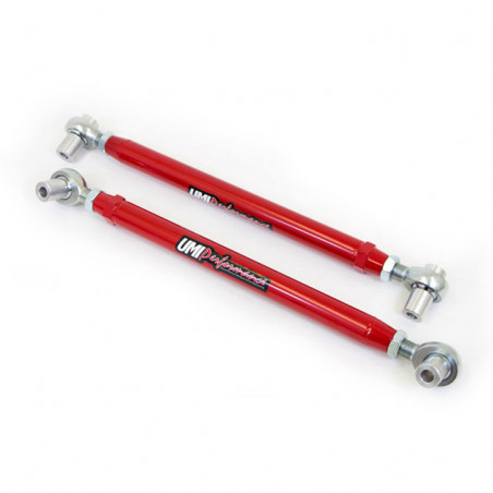UMI Tubular Chromoly Rear Lower Control Arms, Rod Ends, Offset Bushings, Red