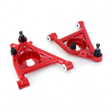 UMI Tubular Front Lower A-Arms, Delrin, .5 Inch Taller Ball Joints, Red